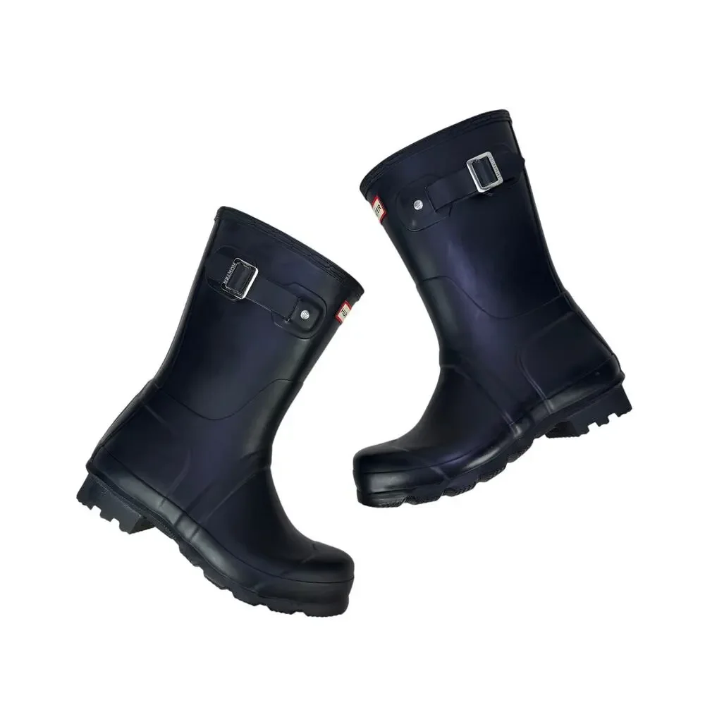 Hunter Original Short Rain Boots Mens‎ 7 Womens 8 Matte Black Waterproof Rubber